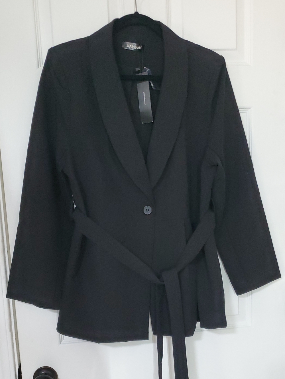 Allegra K Black Belted Blazer